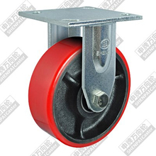 4寸平底固定铁芯聚氨酯轮（红、平）