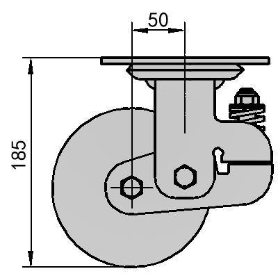 5寸平底刹车铁芯聚氨酯轮（红、弧）