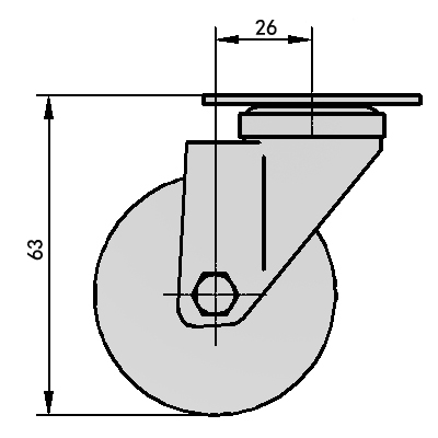 1.5寸平底活动聚氨酯轮(红）