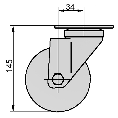 4"平底（金属AB）刹车人造脚轮（灰色）（弧面）
