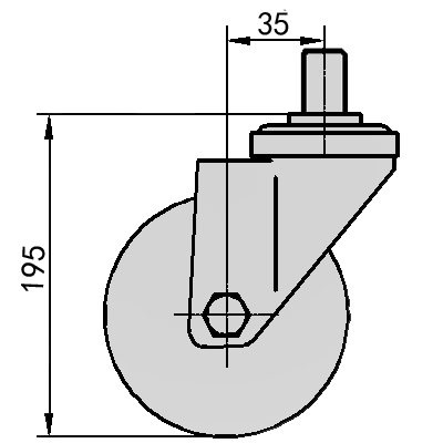 6" 插杆活动橡胶轮（黑色）